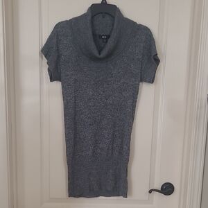 BCX Gray Cowl Neck Short Sleeve Sweater Dress Size M